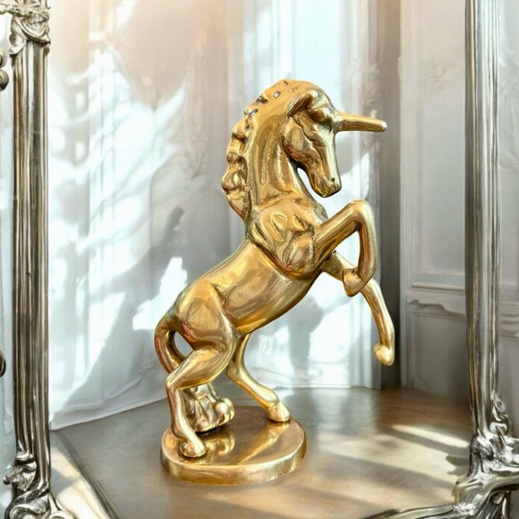 Elegant Vintage Unicorn Solid Brass Statue Art Figurine - Picture 8 of 15